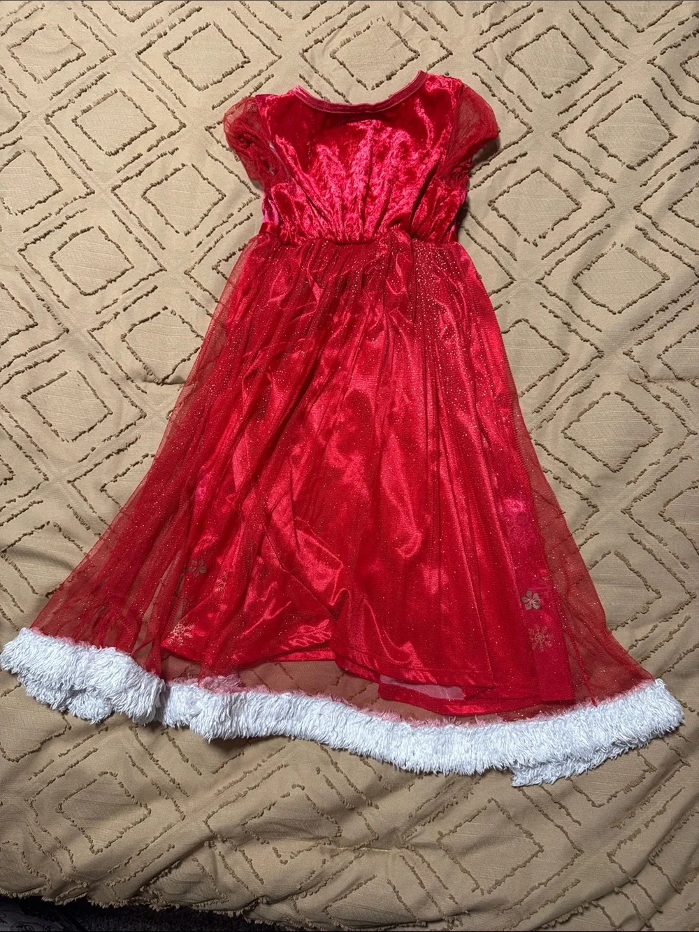 Disney Red Sparkle Princess Nightgown with Snowflake Details
